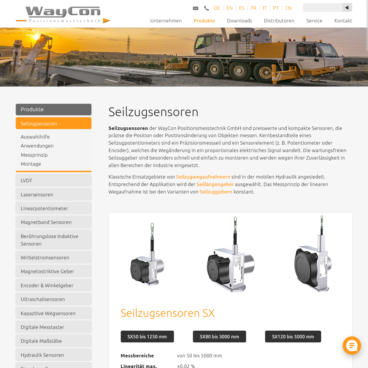 TYPO3-Website eines Herstellers für Messtechnik