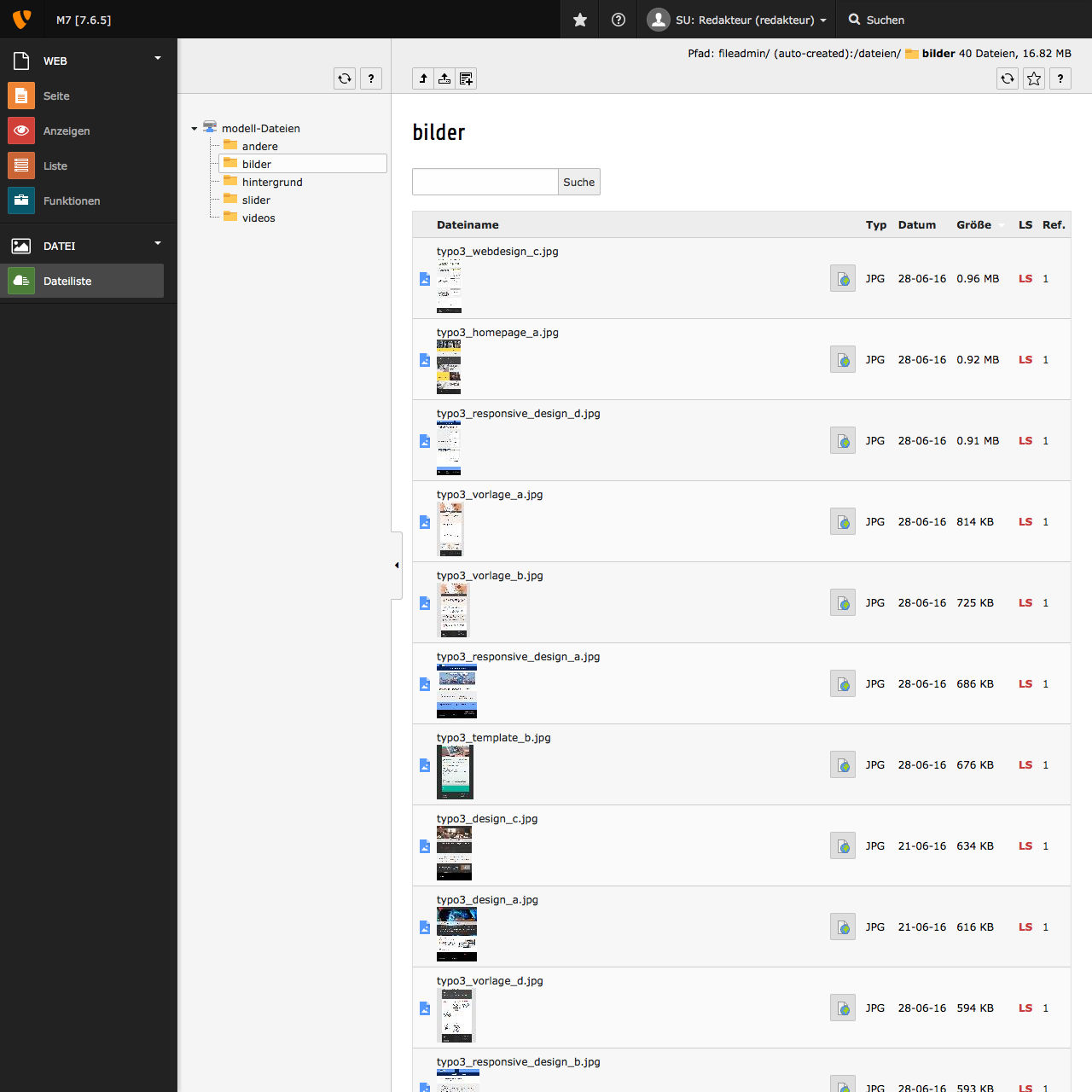 Zentrale Verwaltung aller eingebunden Bilder und anderen Dokumente in TYPO3
