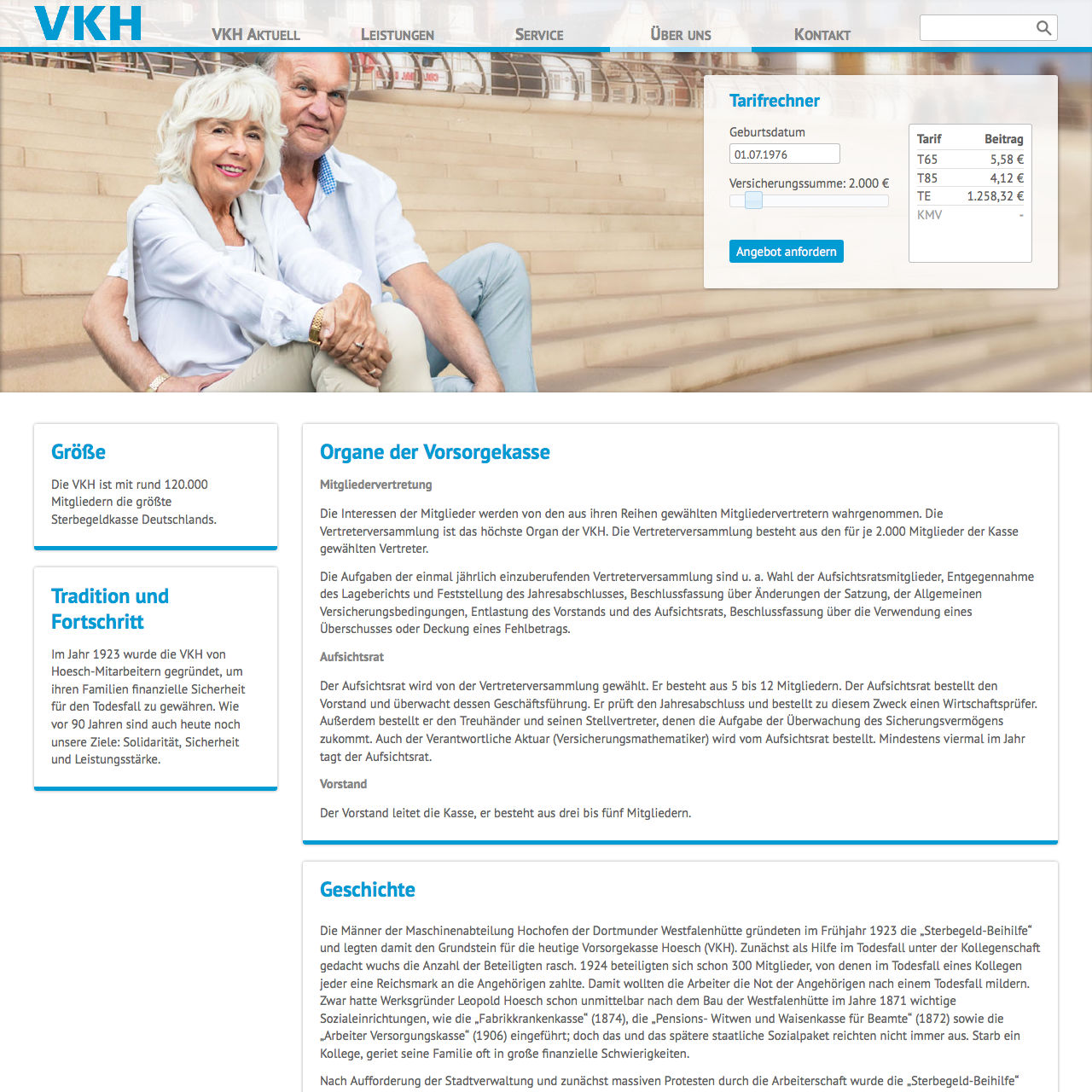 Stilvolles Webdesign für ein großes Versicherungsunternehmen